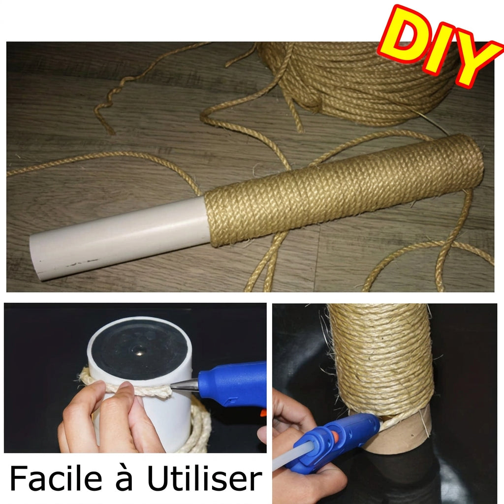 Corde en sisal enroulée sur un tube à la colle chaude, facile à utiliser