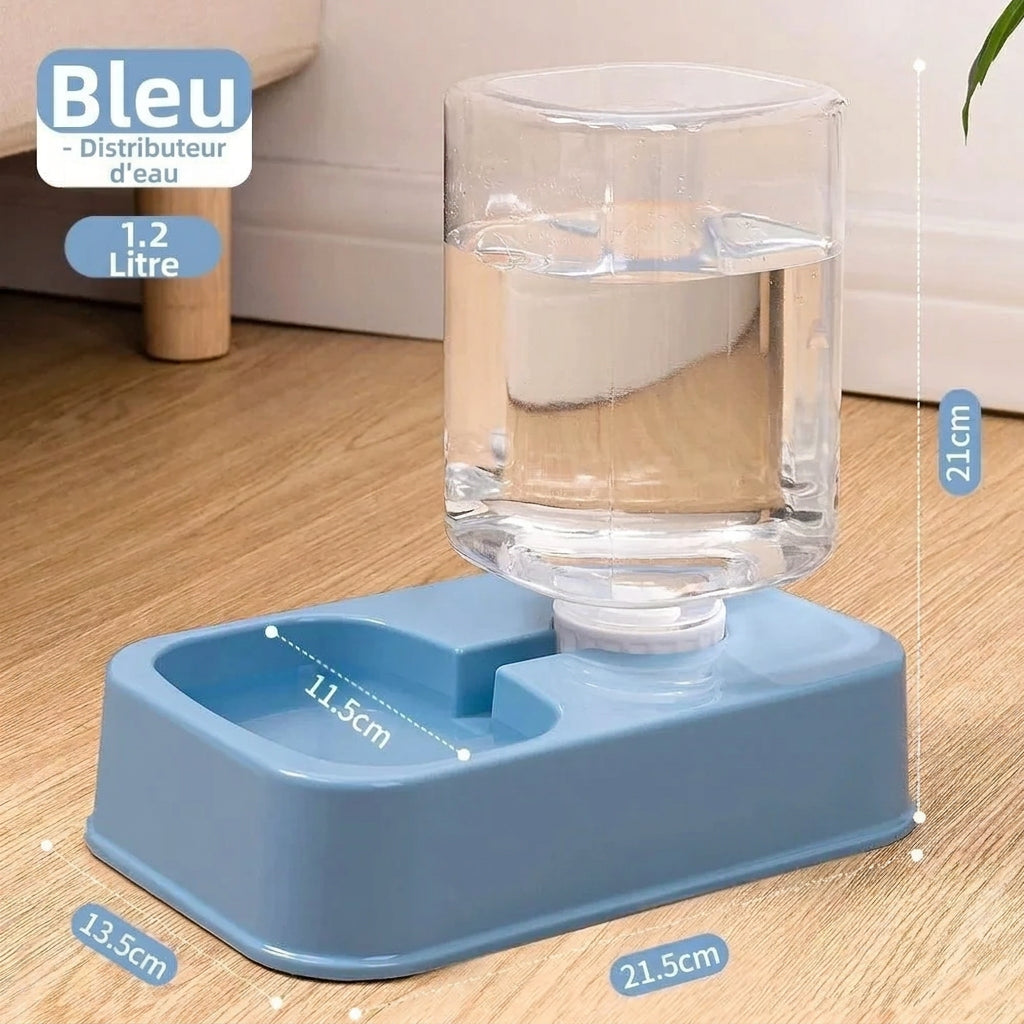 Distributeur d'eau bleu de 1,2 litre et ses dimensions