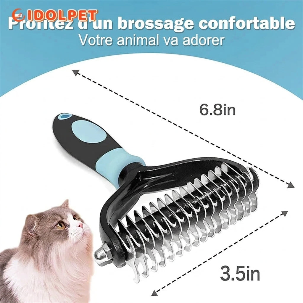 Peigne double face et chat, dimensions en pouces, brossage confortable