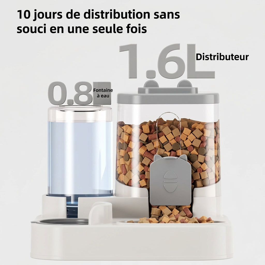 Réservoir d'eau 0,8 L et croquettes 1,6 L