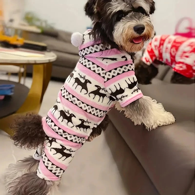 Chien en pyjama de Noël renne