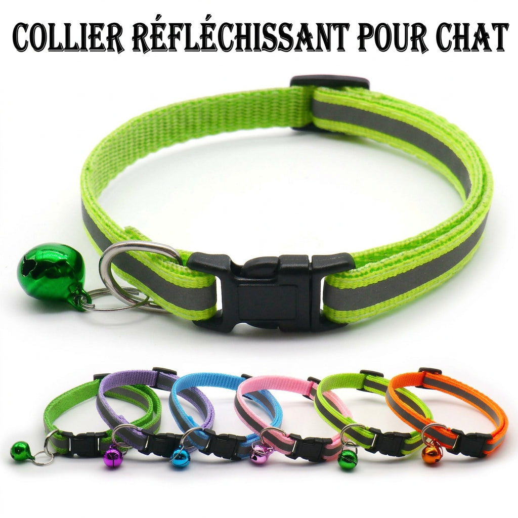 Collier réfléchissant pour chat avec clochette