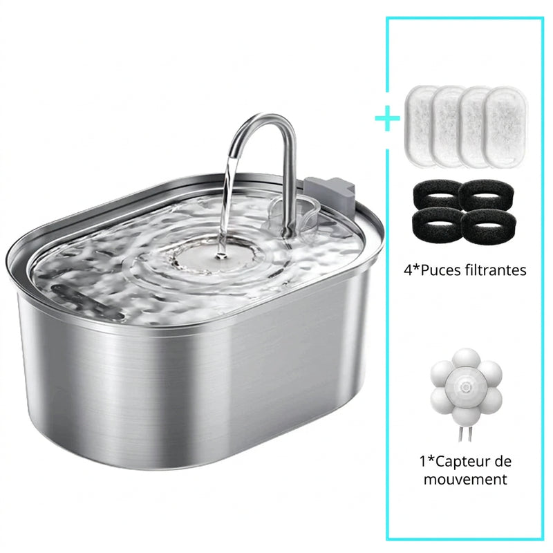 Fontaine Ovale inox à détecteur – pack Premium avec 4 filtres et 1 capteur de mouvement