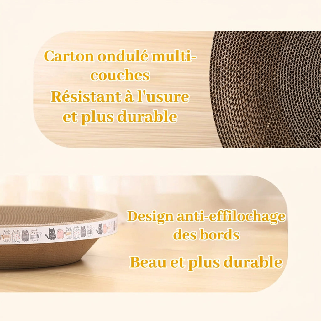 Carton ondulé multicouche résistant et bords anti-effilochage du griffoir