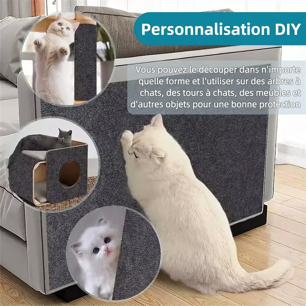 Tapis griffoir découpé sur mesure pour canapé, niche et arbre à chat, chats qui l'utilisent